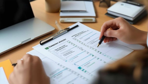 Photo of a checklist or a person reviewing tasks at their desk